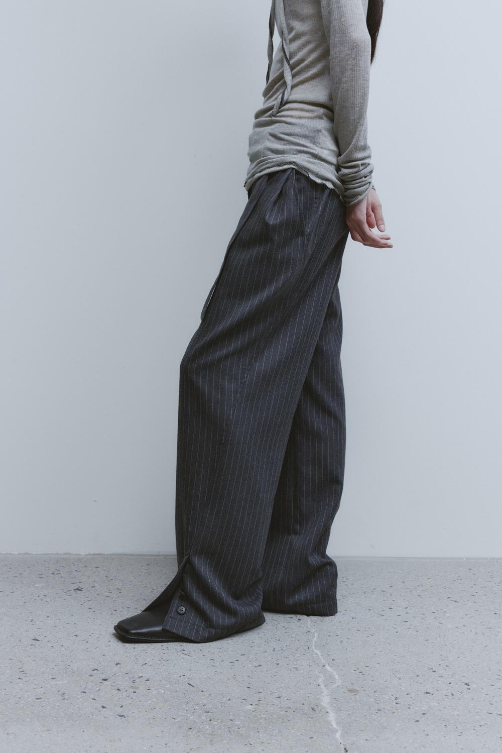 Button Detail Structured Pants