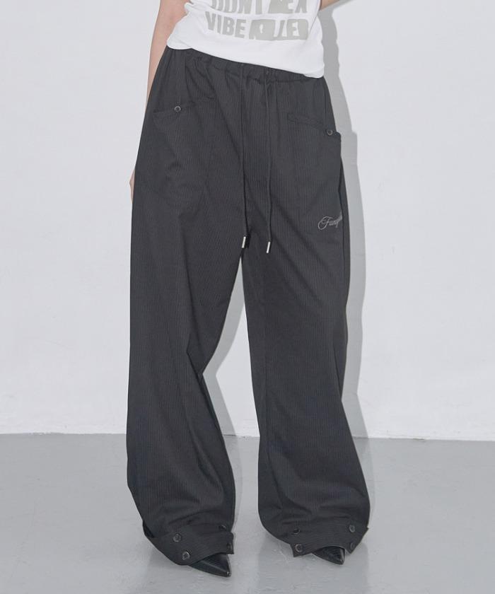 CLASSIC BUTTON BANDING SLACKS (BLACK) F25QD818