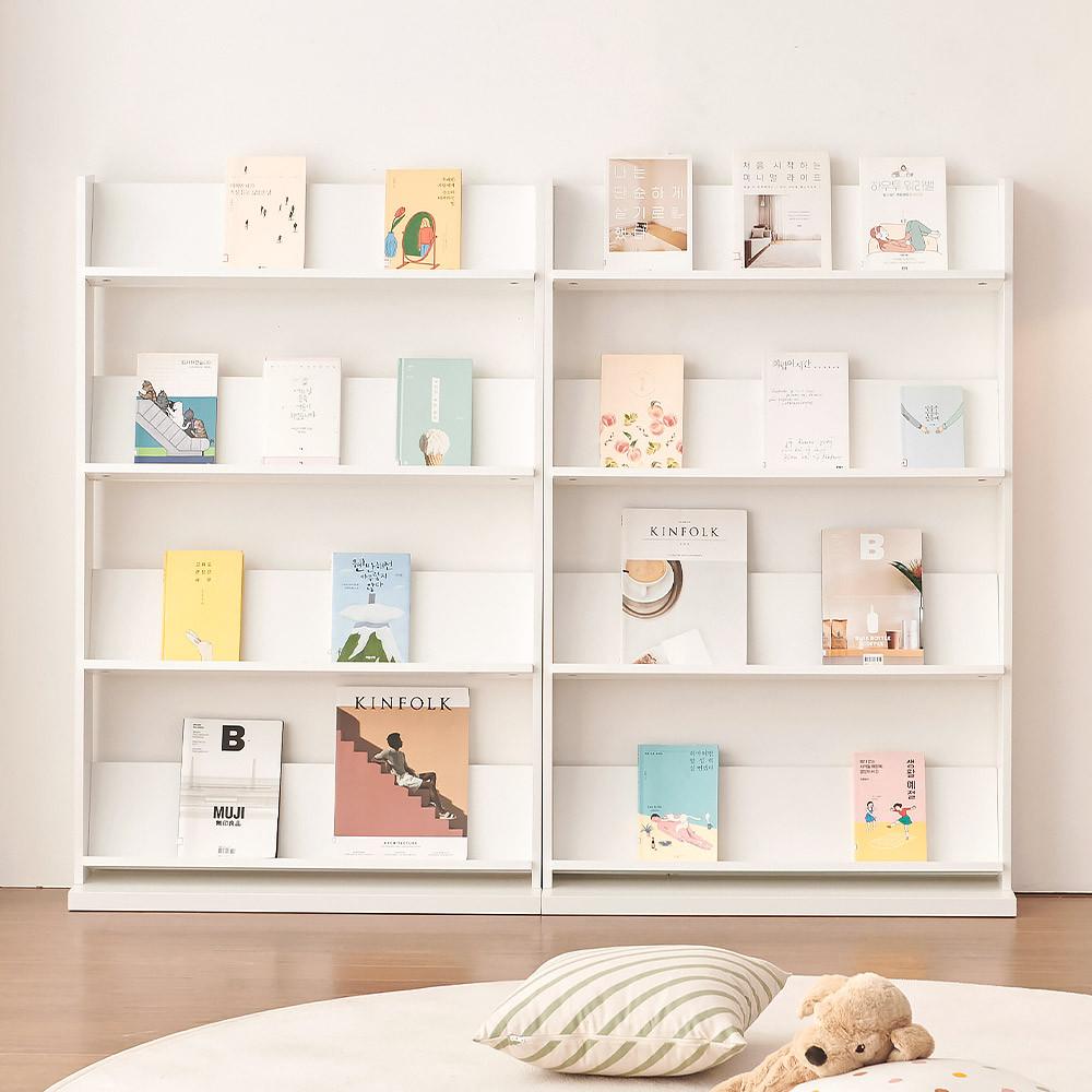 E0자재 4단 틸팅 전면책장 잡지꽂이 디자인책장 인테리어책장 : 필웰