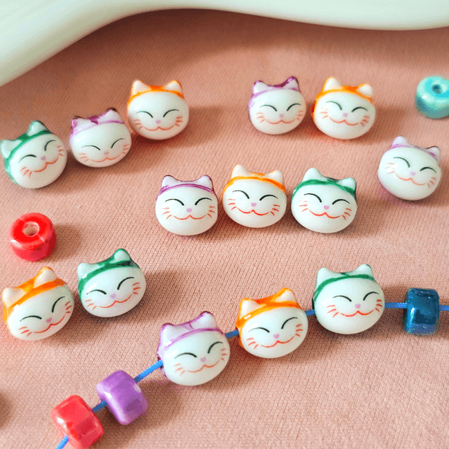 고양이 도자기 비즈 3칼라