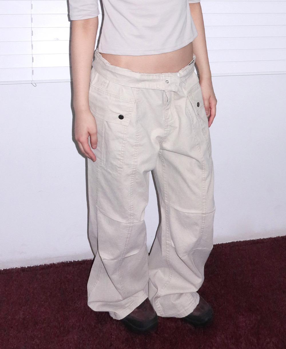 딥다잉 절개 와이드 코튼팬츠