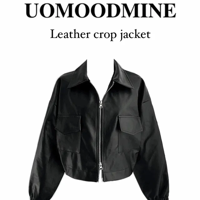 ❤️‍🔥당일발송❤️‍🔥 two-way leather crop jacket /뒷밴딩 투웨이 카라 크롭 숏 포켓 무지 레더 레자 가죽 자켓 재킷 가죽자켓 레더자켓 크롭자켓 크롭레더자켓 투웨이자켓