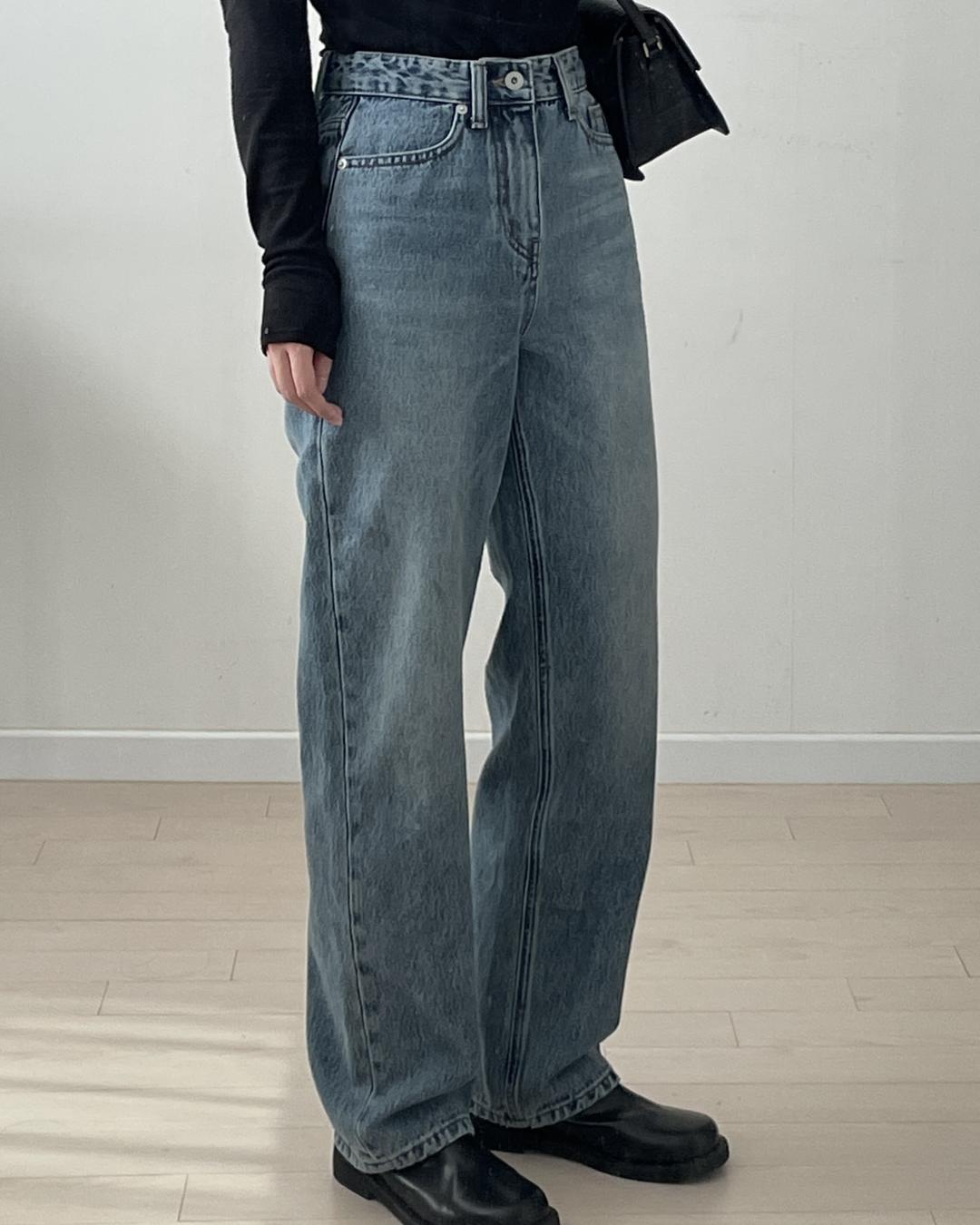 Kelly semi-wide washed denim