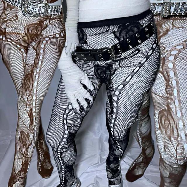 💀연예인협찬☠️ 스타킹 망사 패턴스타킹 페미닌 y2k 힙한 rose tights (brown/black)