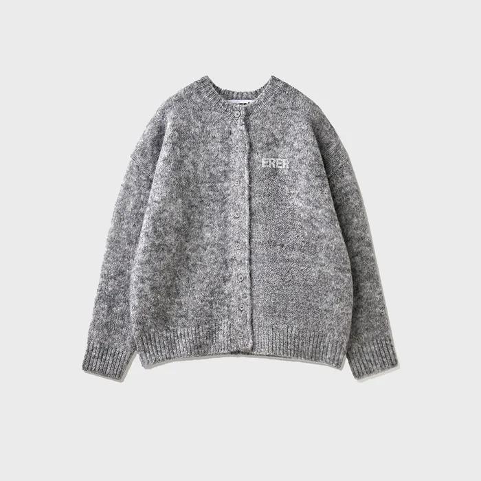 Wool Blend Mohair Cardigan Gray