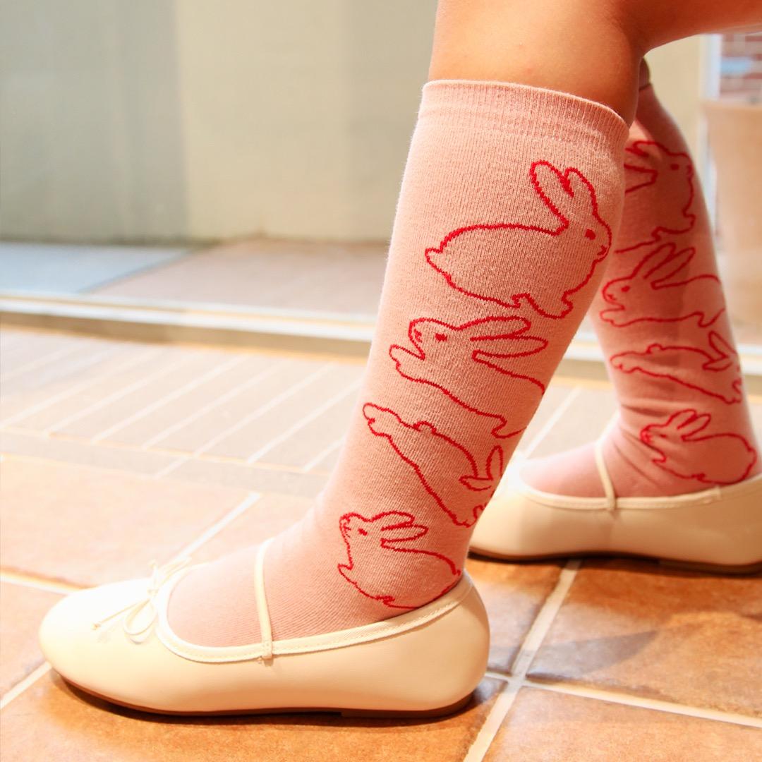 KBP017 Pink Bunnies Knee Socks