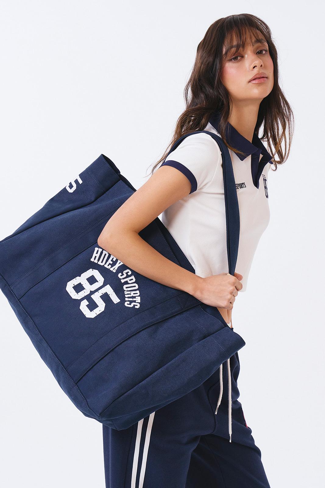 스포티 코튼 빅 숄더백 (Navy)