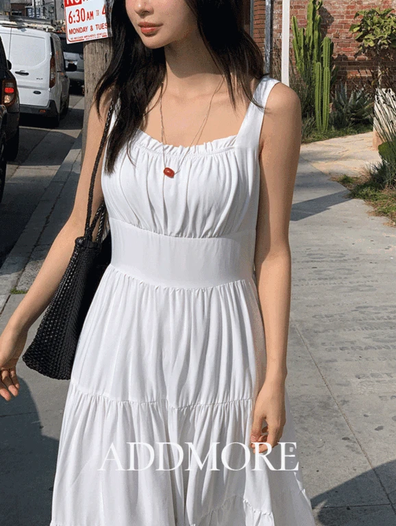 [휴양지/뷔스티에원피스][MADE] mop438 써니 캉캉 나시 롱원피스