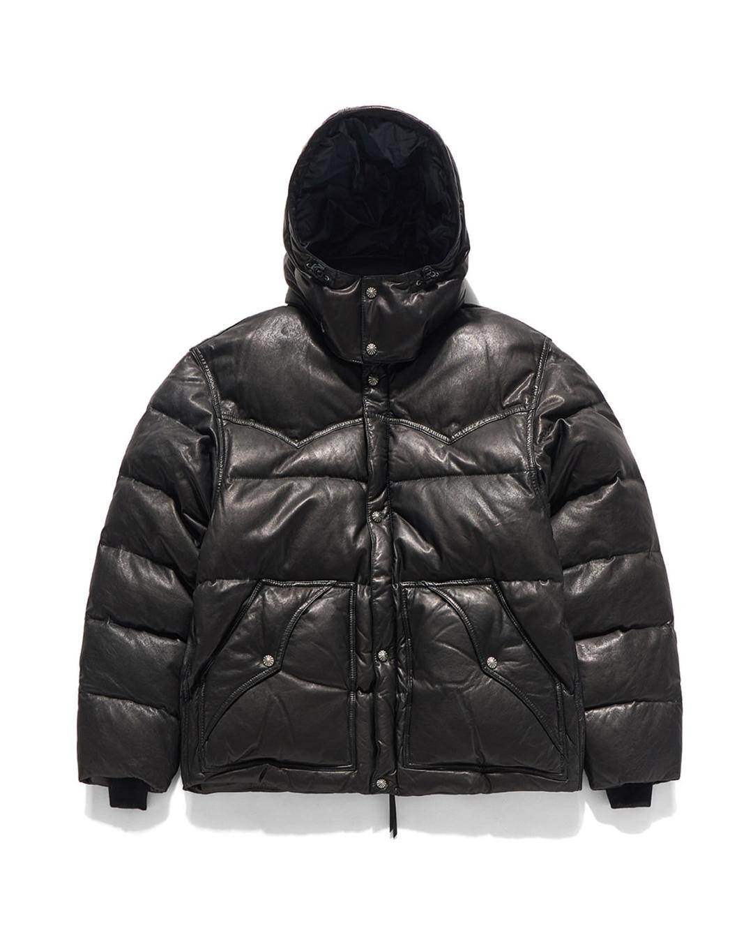WESTERN PUFFER DOWN JUMPER / BLACK LEATHER