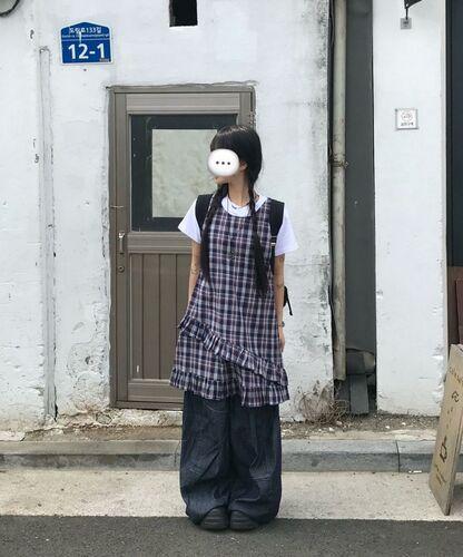 (2color)나츠 프릴 체크 원피스