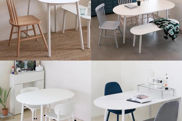 [주말특가] 타원/반타원 화이트 테이블 & 책상 베스트 모음전(75종)