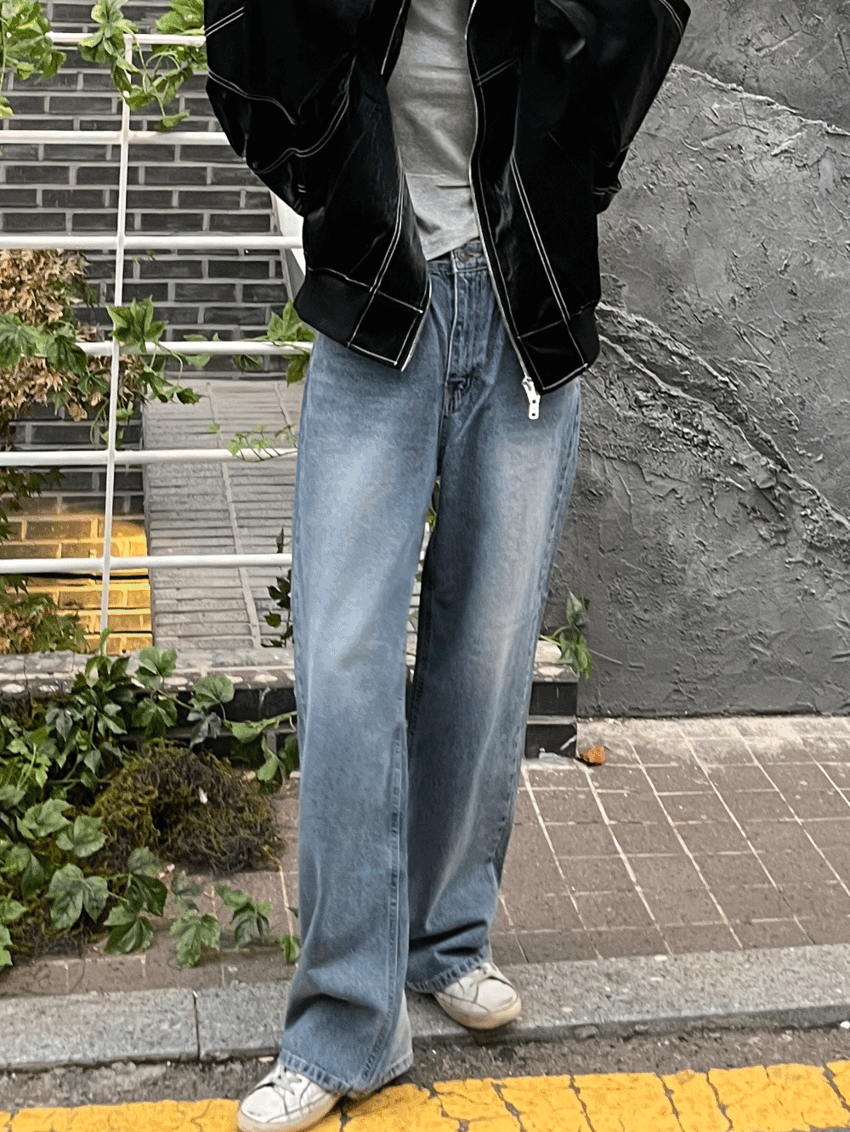 비조 통 와이드 데님