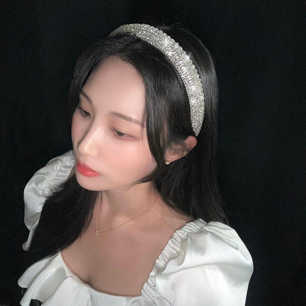 1010 (아이브 장원영 착용) 우아하게 화려한 크리스탈 큐빅 핸드메이드 헤어밴드 머리띠