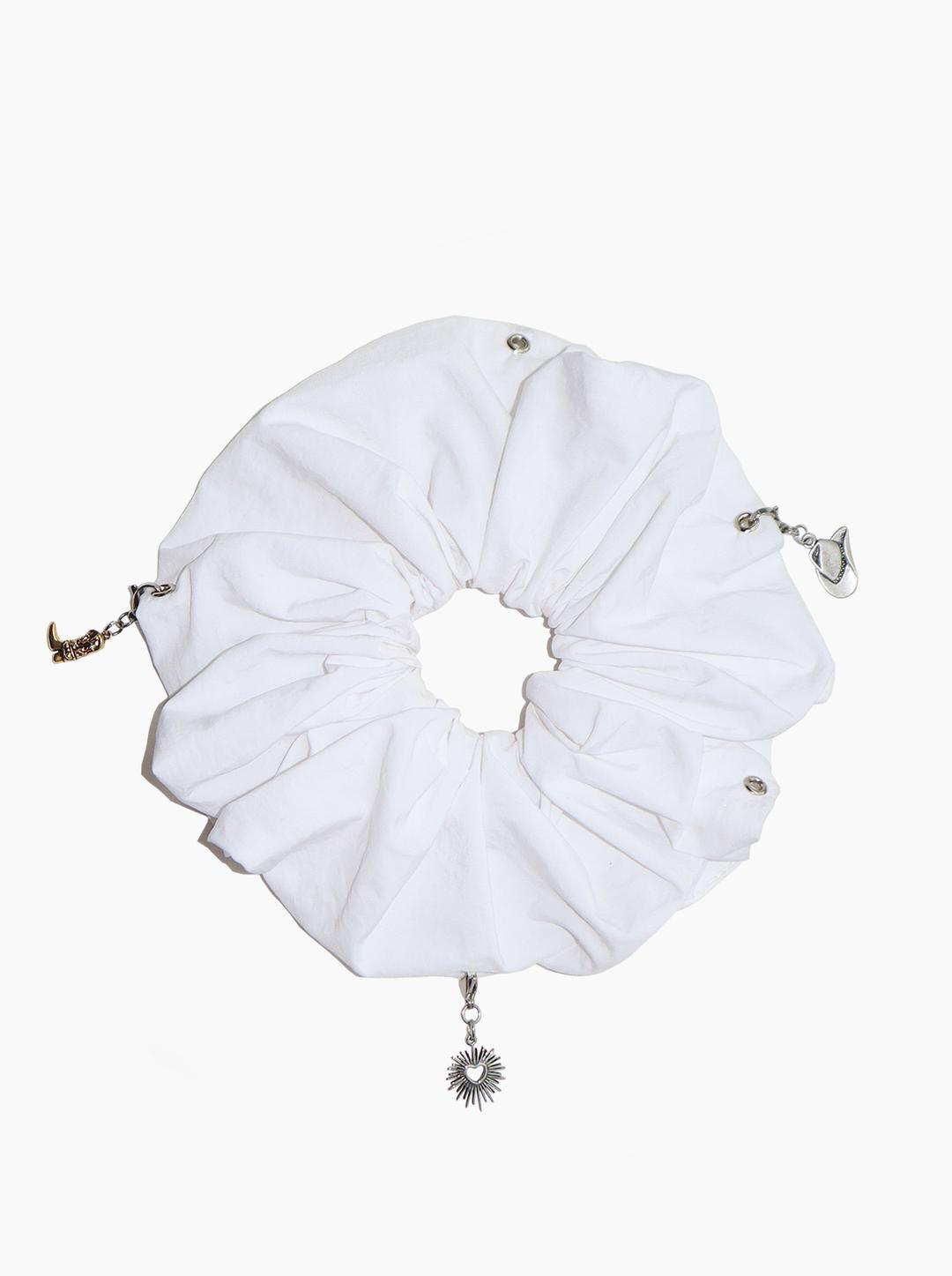 Recycle Nylon Eyelet Scrunch (White)
