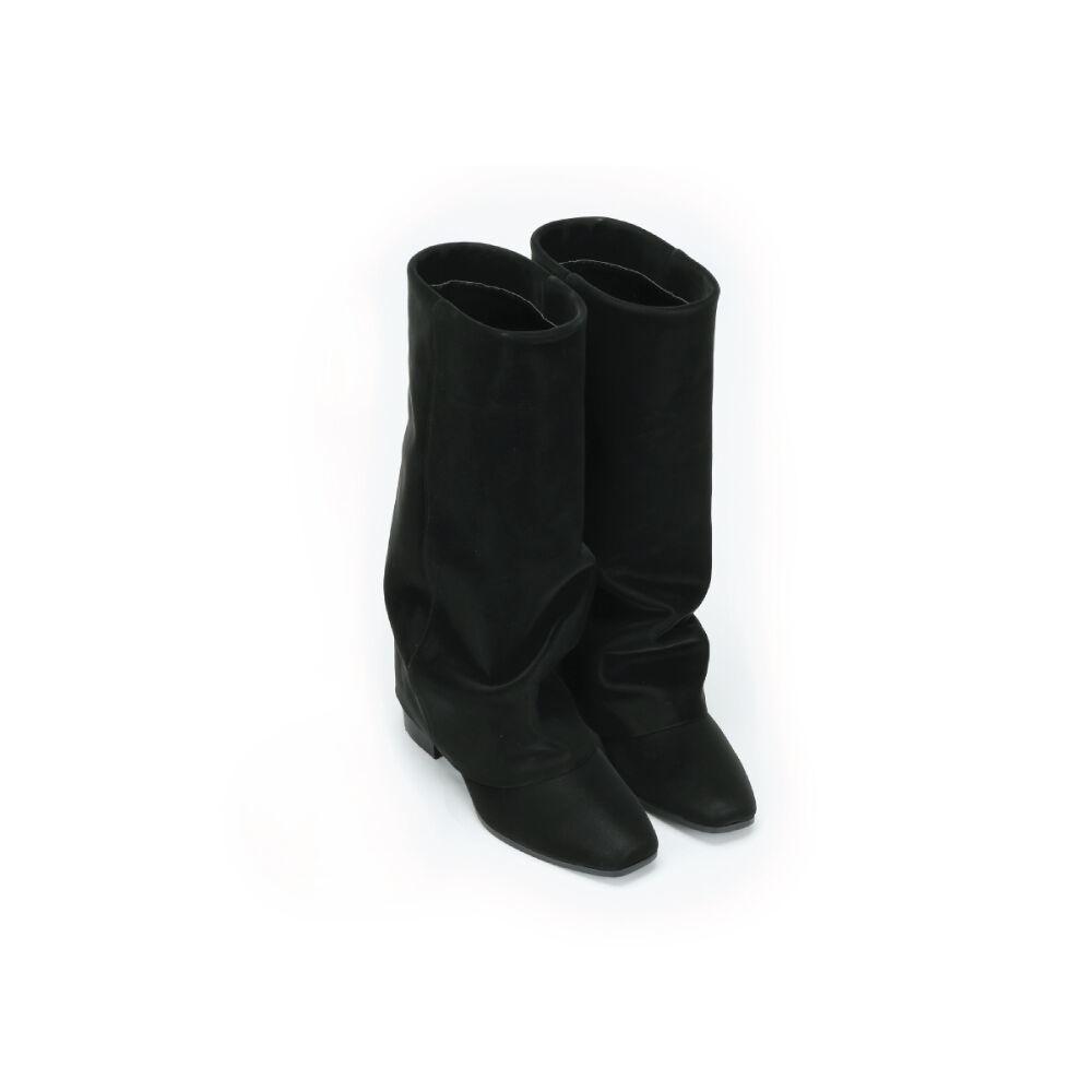 [슬기, 청하 착용] Wrinkle Leather Boots (Black) (225-255)
