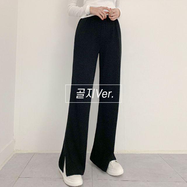 NEW기모![4XL/당일출고/키큰녀]빅사이즈 하이웨스트 일자 와이드 슬릿 밴딩팬츠(792)봄찰랑 골지 여름쿨아이스 가을쿠션 겨울기모 데일리 베이직 인생바지