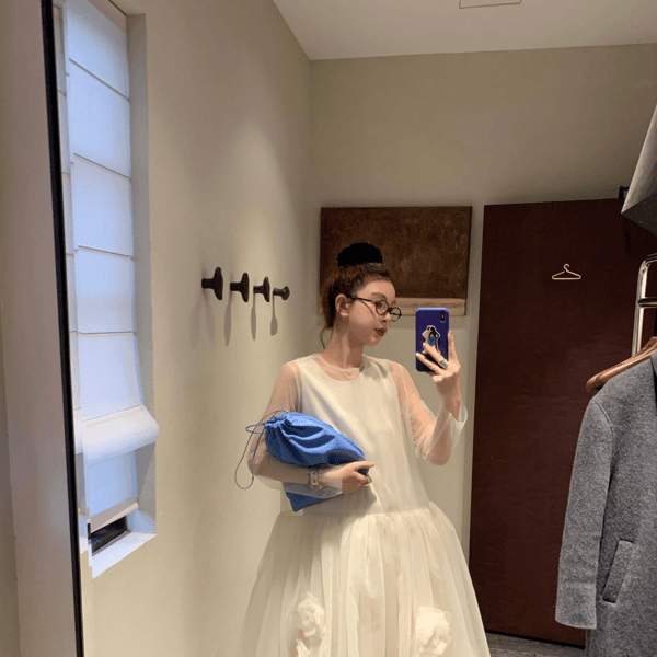 LRIB Light Yellow Double Layer Multi-Layer Mesh Dress