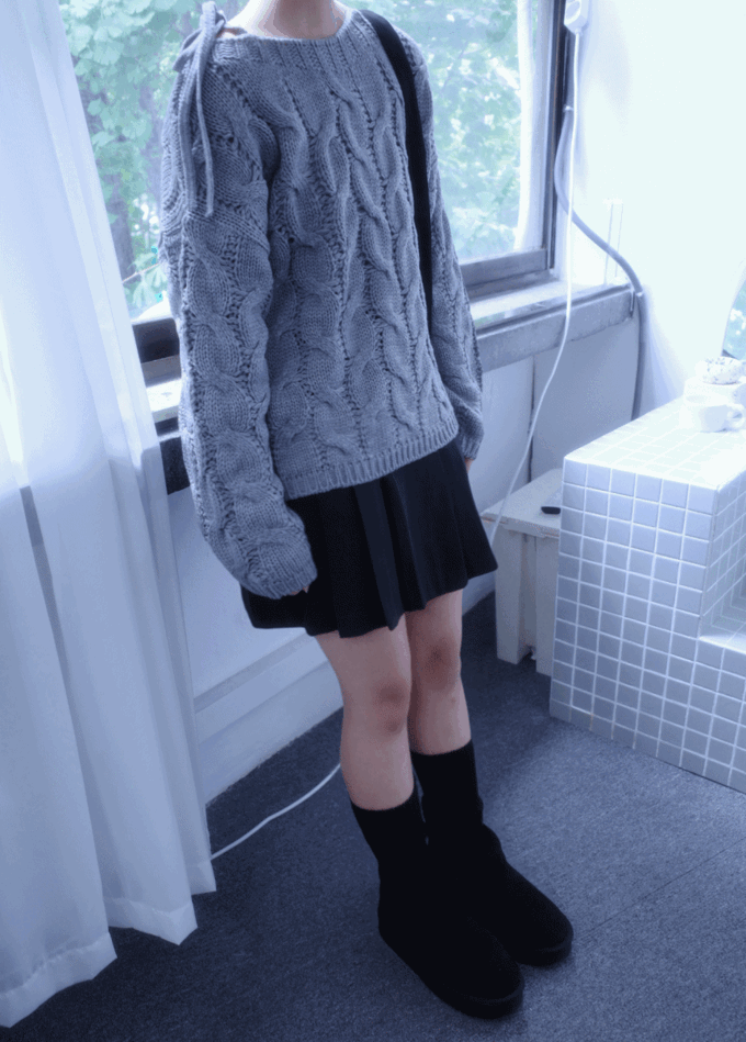 Pudding off-shoulder knit (4 colors)