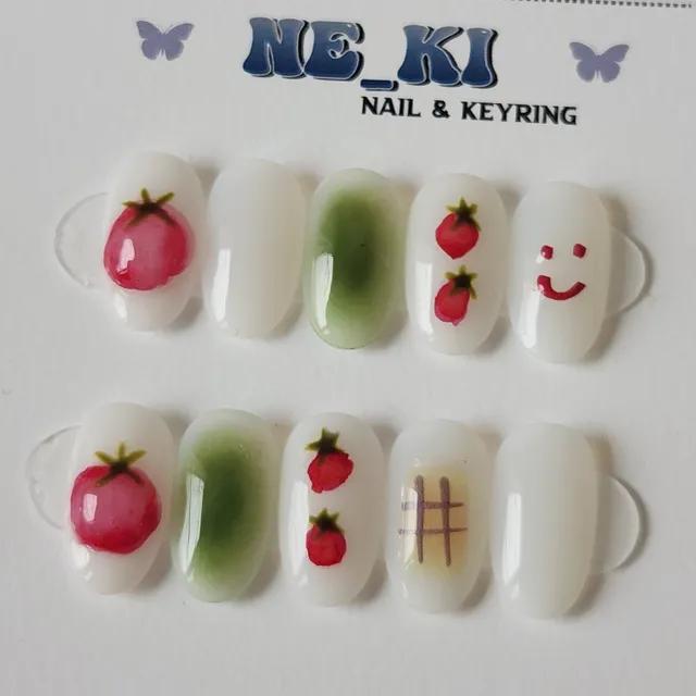 🍅 마토마토 토마토 네일팁 수제네일팁