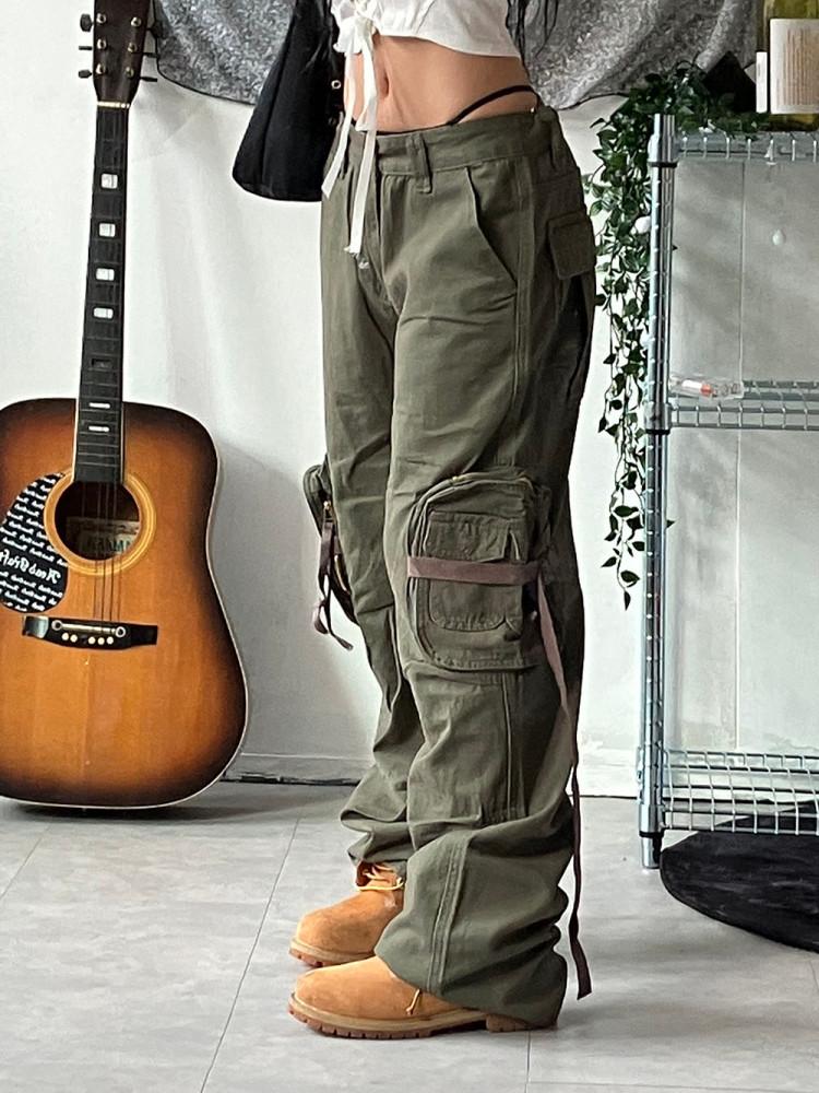 strap khaki cargo pants |스트랩 카키 카고팬츠