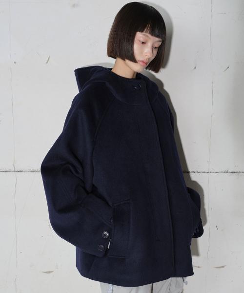 Hooded Half Coat [Navy]