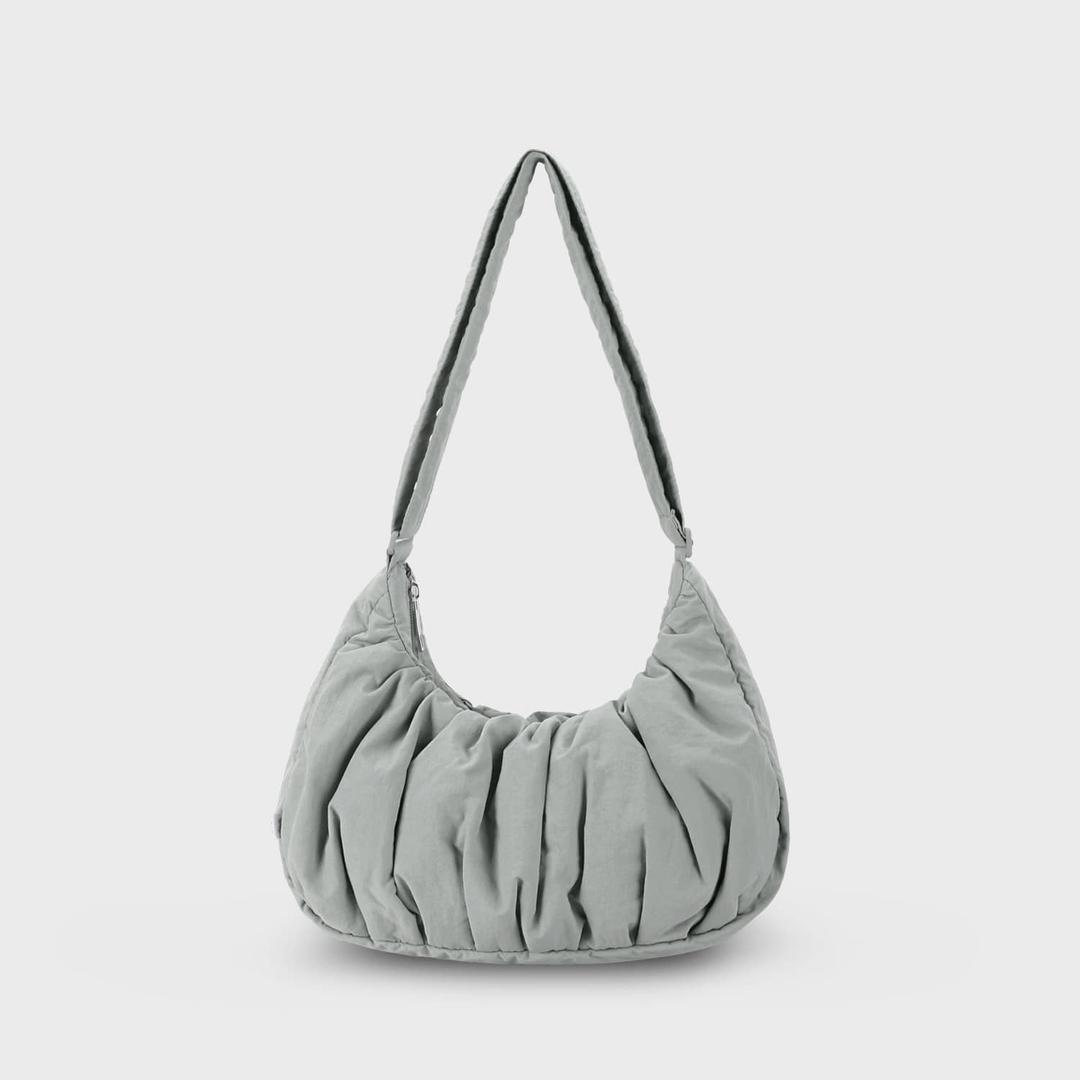Small Croissant Shirring Cross Bag Earl Grey