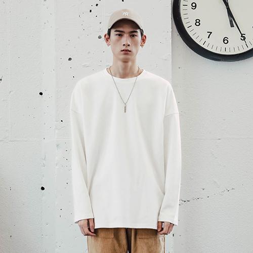 오버핏 레이어드 롱티셔츠 아이보리 KJLT2153