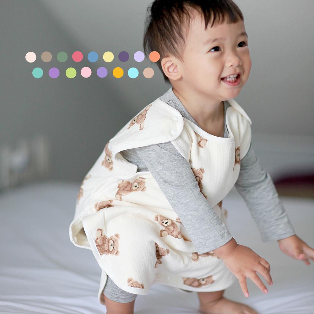 별바라기 봄여름가을겨울 아기 유아동 거즈 수면조끼 아동잠옷