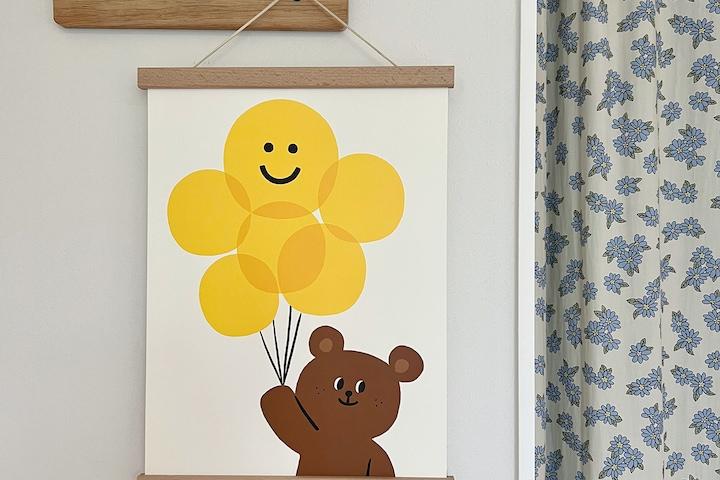 풍선곰 포스터 귀여운 아이방 아기방 꾸미기 벽꾸미기 액자 일러스트 그림