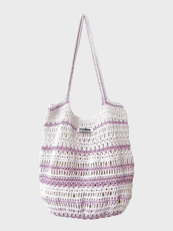 Stripe Net Bag (White & Lavender)