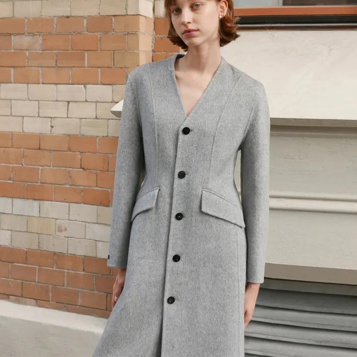 캐머런 울 100% 코트 ( 그레이 )