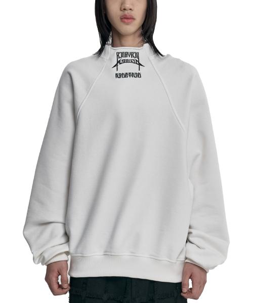 Raglan High Neck Arch Logo Sweatshirt [WHITE]