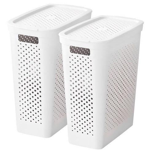 도트패턴 슬림 틈새 빨래바구니 2p - 빨래바구니 | 쿠팡