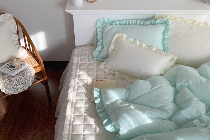 민트 겹프릴_60수아사_차렵이불 단품 (S,Q)