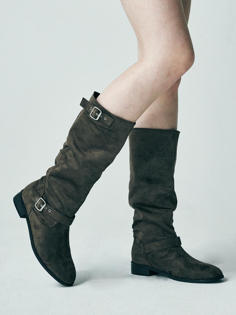 솔트앤초콜릿 [단독] 스퀘어 토 스웨이드 미들부츠 412346008 (3cm/2colors)