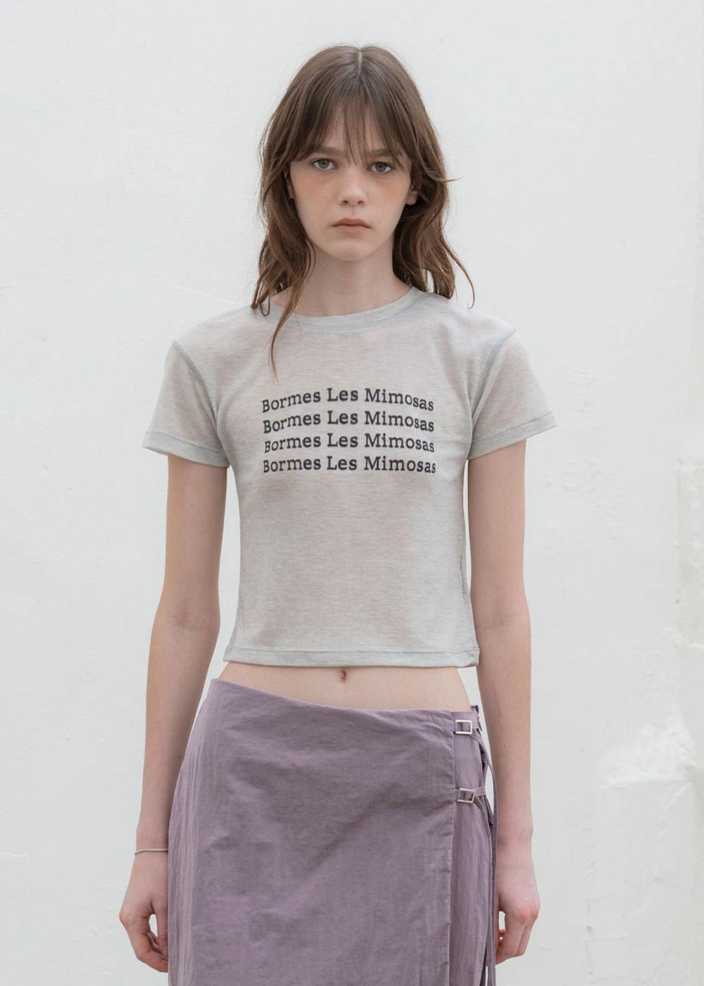 Printing Tencel Crop T-Shirt (Light gray)