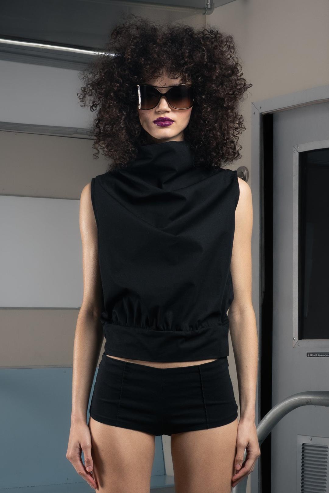 COWL TURTLENECK TANK BLACK