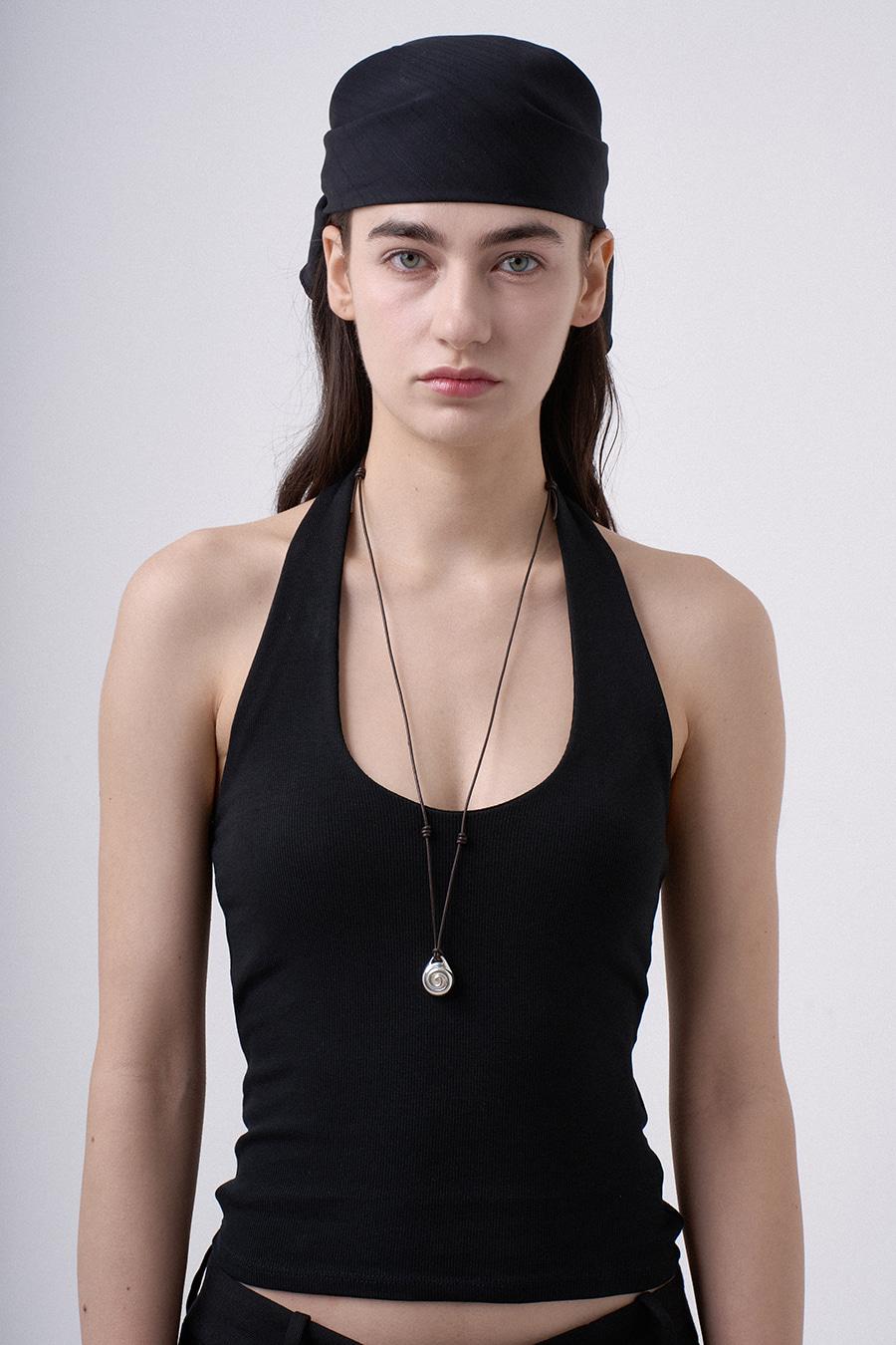 N.024/SHELL LEATHER NECKLACE_BROWN