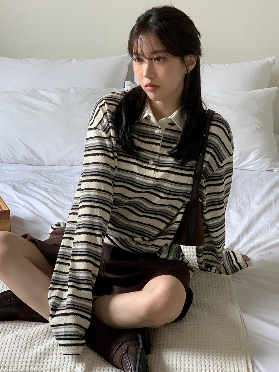 [9/1 예약배송]Stripe loose fit t-shirt TIFA01LT08_Gray