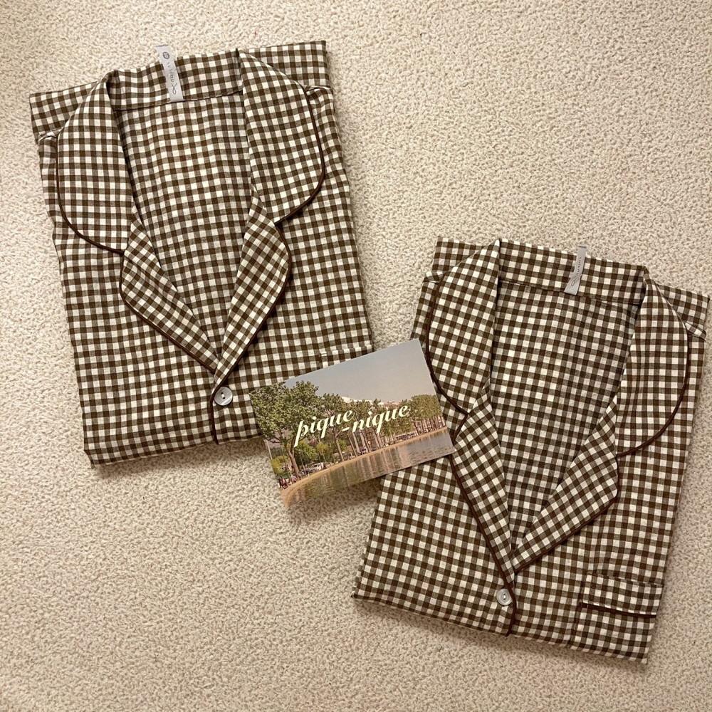 국산 프리미엄 지지미 인견 커플잠옷 신혼부부 깅엄체크파자마 결혼선물