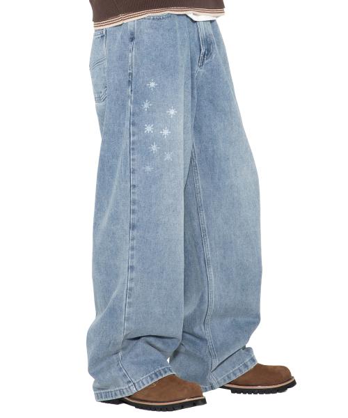 XP324 플로트 와이드 데님 팬츠 (BLUE)