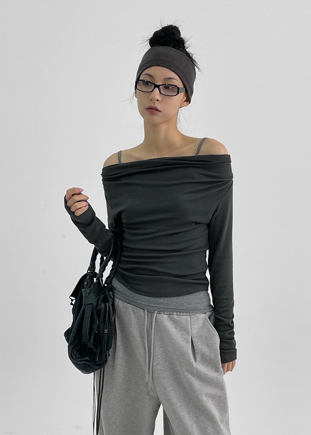 블랙업 [1천장판매] [MADE] 플로엠 기모 드레이프 긴팔티