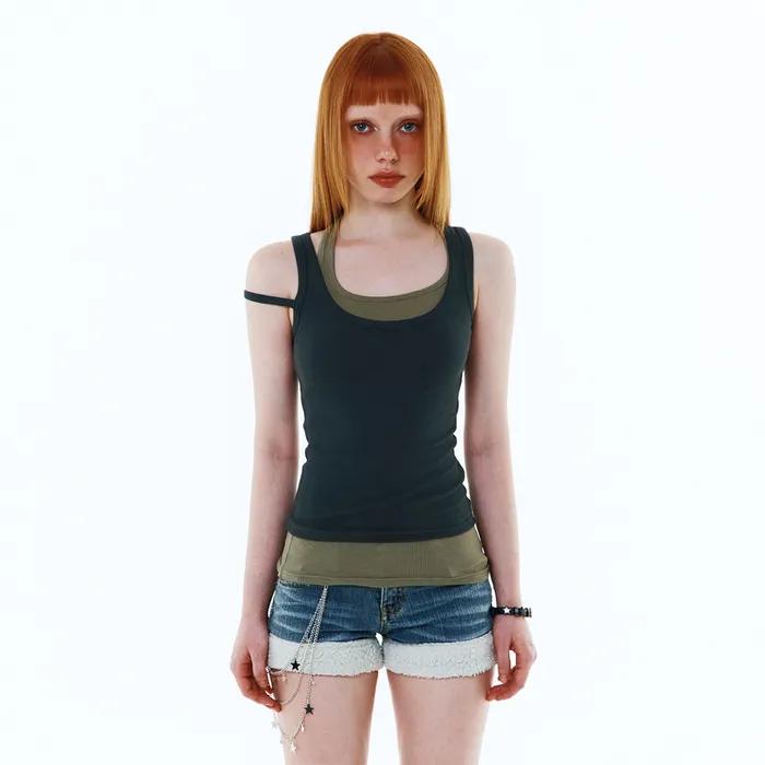 DOUBLE-LAYERED TANK TOP GREY