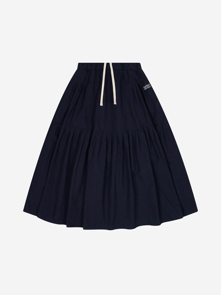 BASIC SAFARI RUFFLE MAXI SKIRT (NAVY)