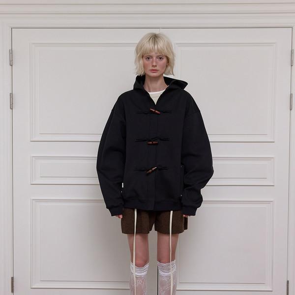 [UNISEX] BIG POCKET DUFFLE JACKET - BLACK