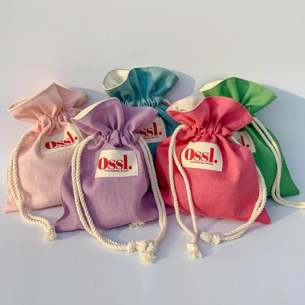 [Ossl] 오슬 핸드메이드 미니 린넨 파우치 복조리 스트링파우치 에코백 조리개 피크닉