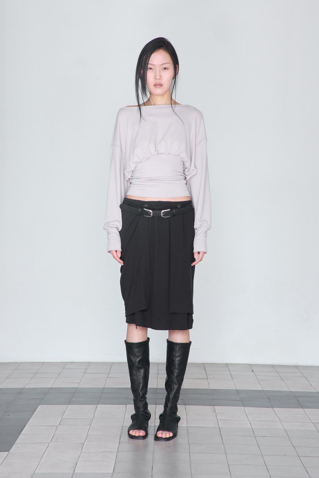 Drape Midi Skirt _ Black