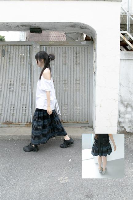 check stripe twoway cotton skirt(2colors)