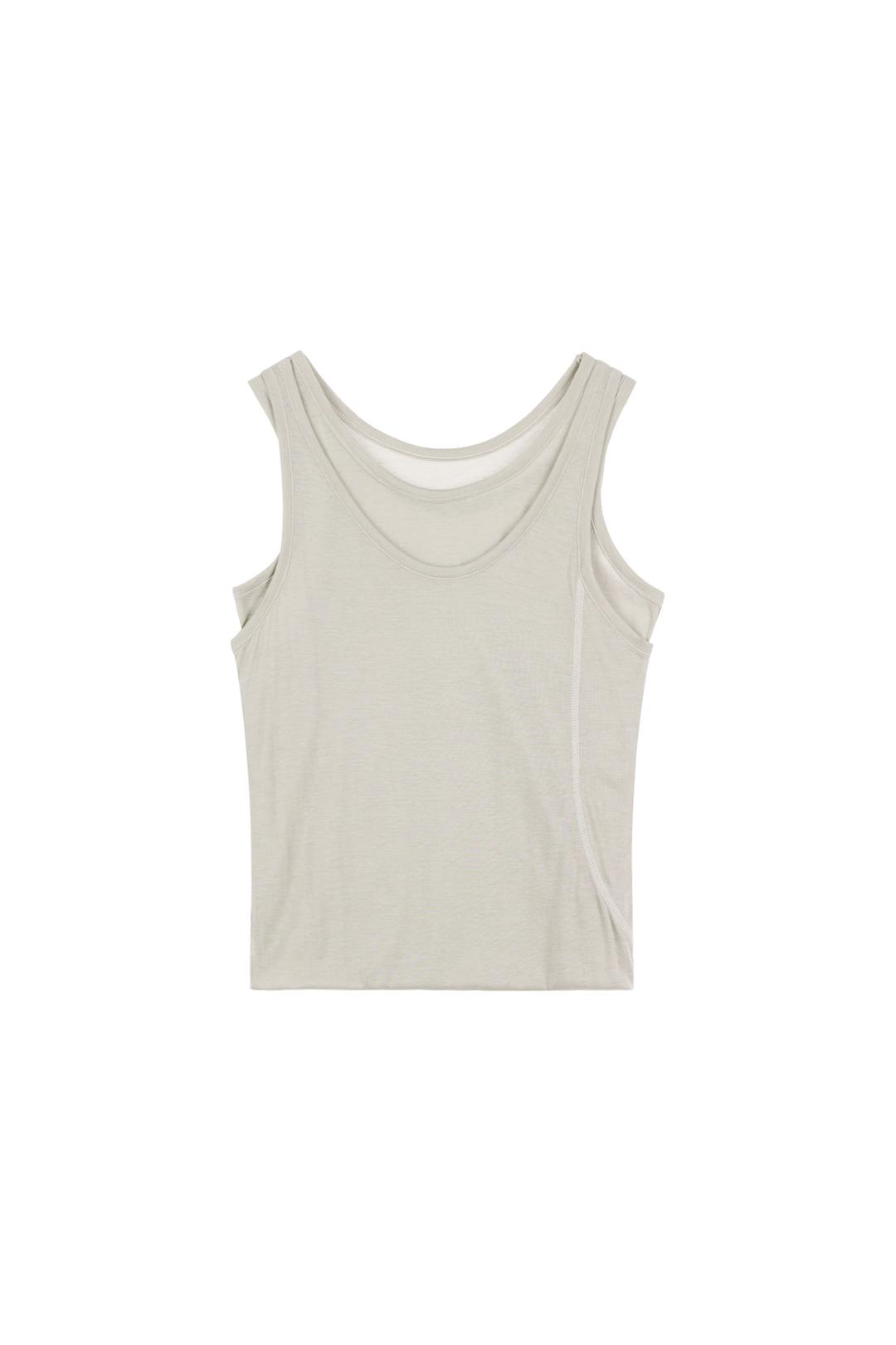 TWO-WAY LAYRED SLEEVELESS DRESS IN ASH GRAY
