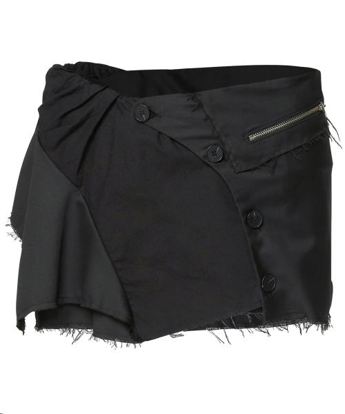 Asymmetrical Layered Mini Skirt (FL-267_Black)